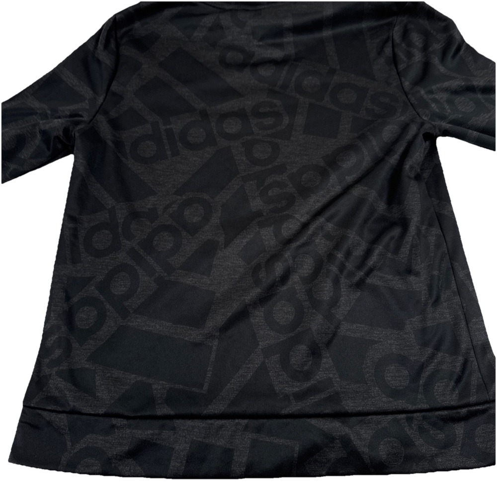 Adidas Boys XL 18-20 Hoodie Gray Black Long Sleeve All Over Logo Sweatshirt - Picture 7 of 9